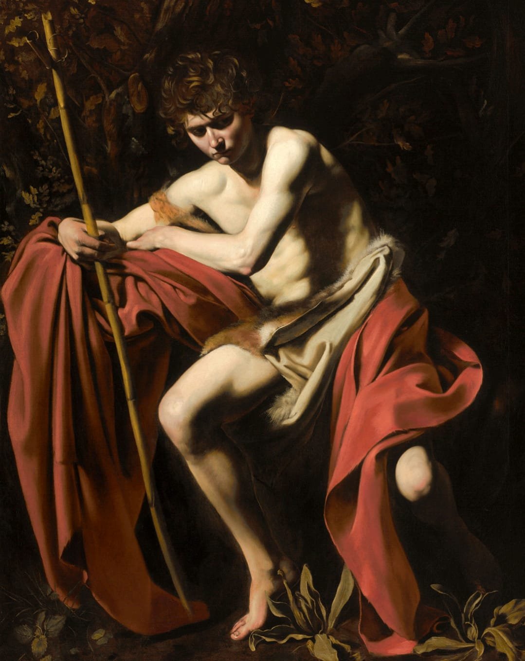 Visualisasi teknik Tenebrism pada karya Caravaggio, di mana subjek tampak muncul dari kegelapan pekat berkat pencahayaan yang sangat terarah.